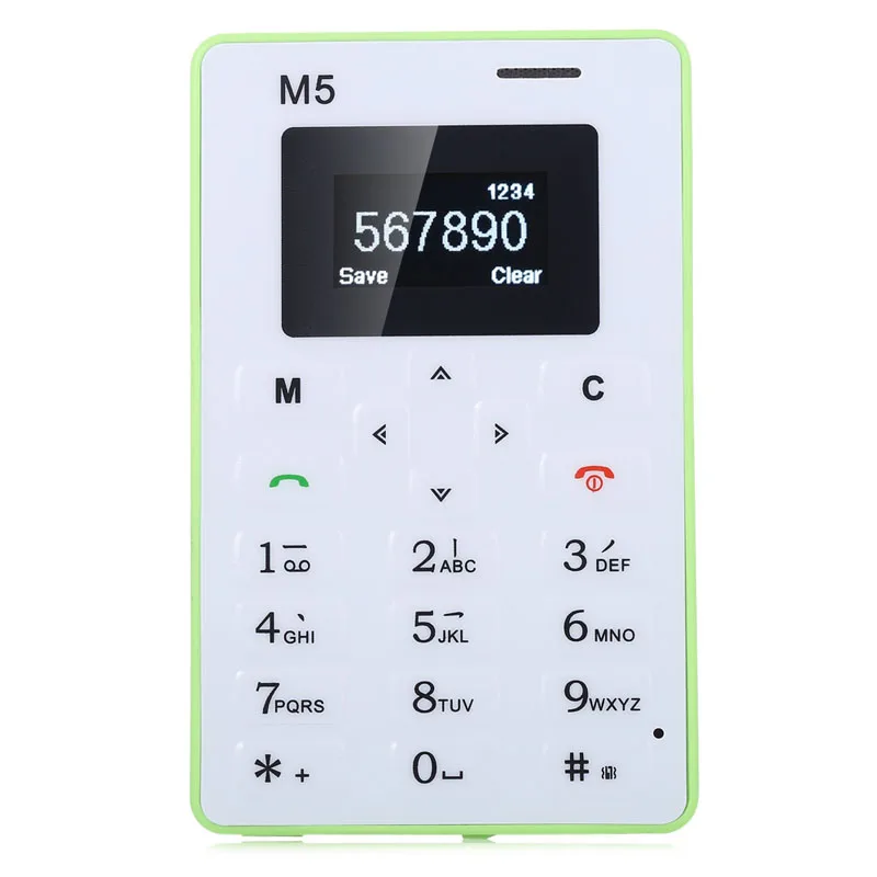 Мобильный телефон с русской клавиатурой AEKU M5, карта 4,5 мм, Ультратонкий карманный мини-телефон, четырехдиапазонный мобильный телефон с низким уровнем излучения AEKU M5 - Цвет: Зеленый