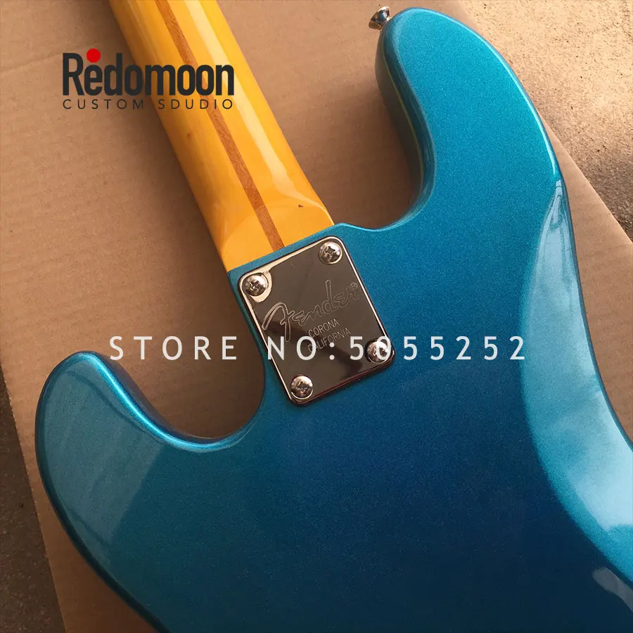 Заводская 4 струны P бас клен гриф электрическая бас гитара с сверкающей краской синий цвет музыкальный инструмент магазин