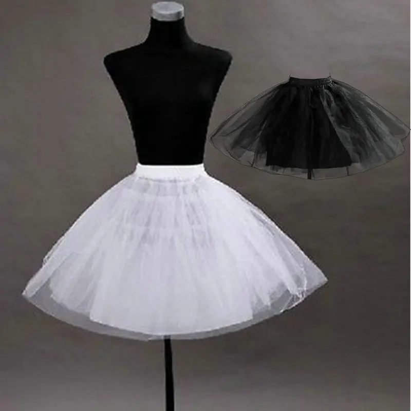 Pretty Cheap In Stock White Black Tulle Short Knee Length Crinoline Short Petticoat 3 Layer Underskirt Fast Shipping 2015