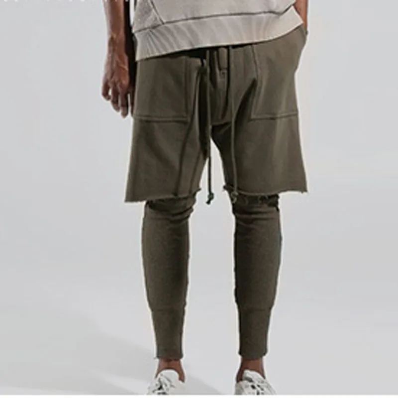 Уличная мода полной длины брюки для девочек Карманы шнурок повседневное мужские прямые брюки для мужчин s джоггеры узкие брюки поддельные