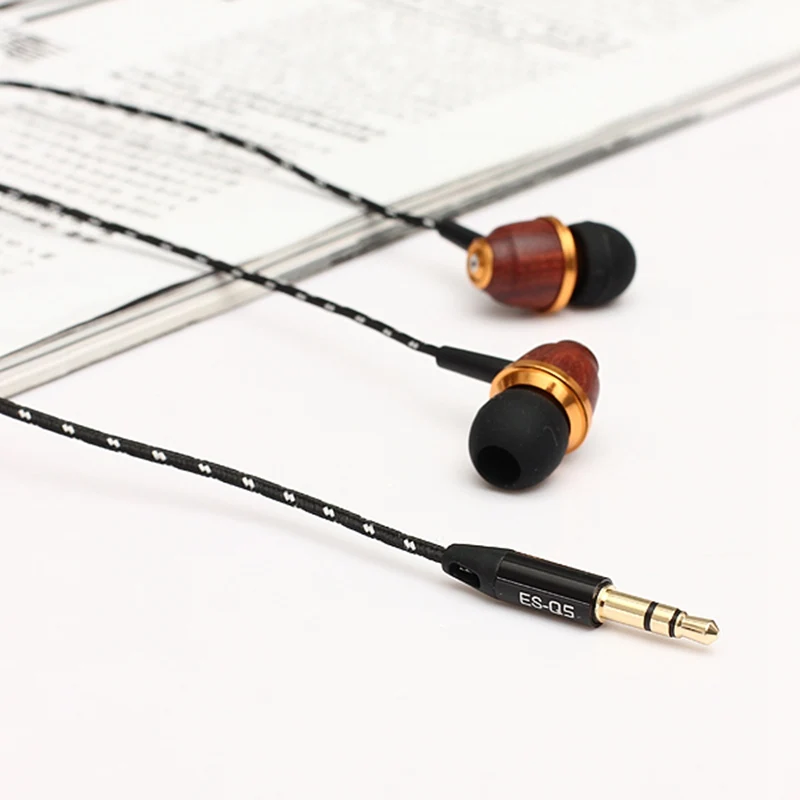  Original Aiwei Q5 New High Quality 3.5mm Super Bass Stereo Wooden Earphones For iPhone 5S 5C For Note 3 