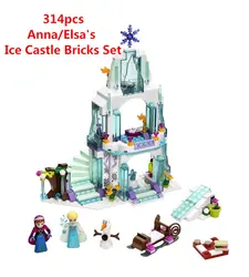 Девушка серии Эльзы сверкающими ледяной замок модель Анна и королева Эльза Кристоф Олаф строительные блоки игрушки совместимы Лепин
