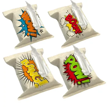 

Comic Style Letter Boom Words Pop Art Style Decorate Tissue Boxes Fabric Linen Cover Car Home Office bathroom