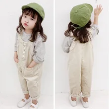 Демисезонный одежда для младенца женский комбинезон детские брюки детские штаны на бретельках для мальчиков и девочек Комбинезон