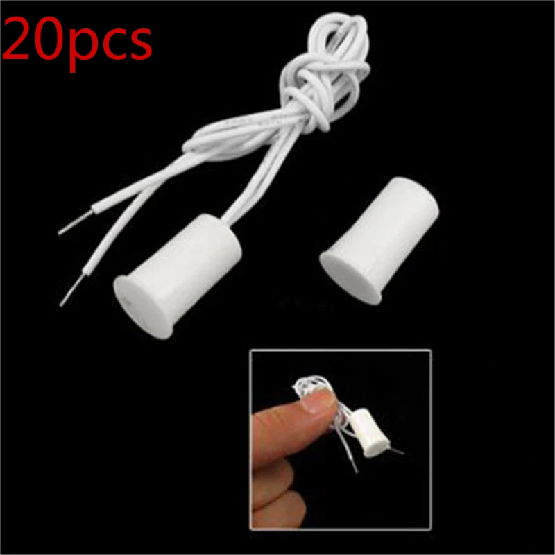 

20PCS Magnetic Switch Wired Door and Window Sensor Embedded Alarm Contact Safety Reed Alarm Home Security