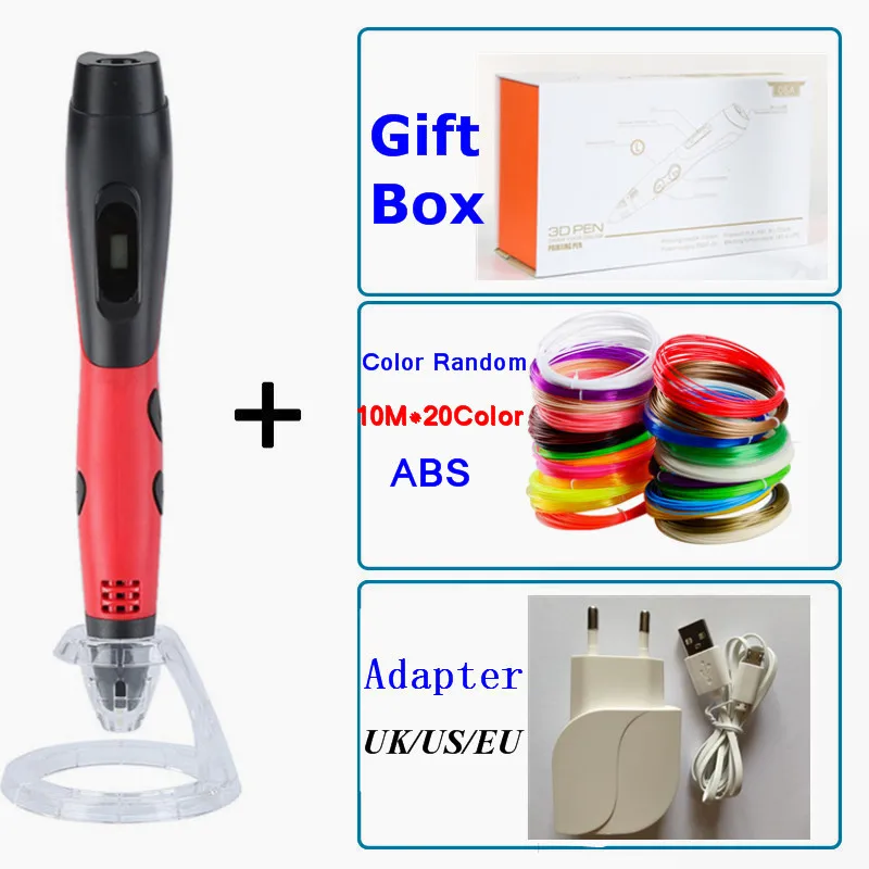 

2018 Original 3d Pens Can Add 200M(20Color) ABS Filament 3D Print Pen 3 D Pen Child Birthday Present DIY Graffiti Creation