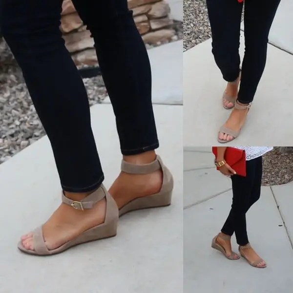 Женские туфли на танкетке обувь chaussure Летняя с открытым носком Повседневная 2018