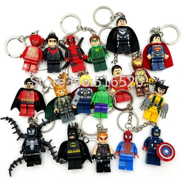 

Starwars Marvel Avengers Captain America Ironman Spiderman Deadpool Darth Vader Superman Batman Keychain Mini figure Keychain