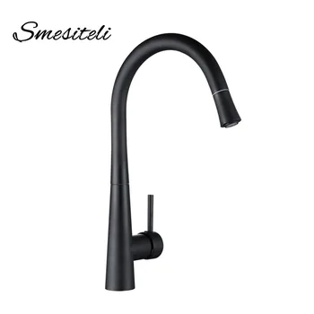 

Smesiteli Solid Brass Matte Black 360 Swivel Kitchen Mixer Tap Pull Out Sprayer Laundry Sink Basin Faucet 10 Year Warranty