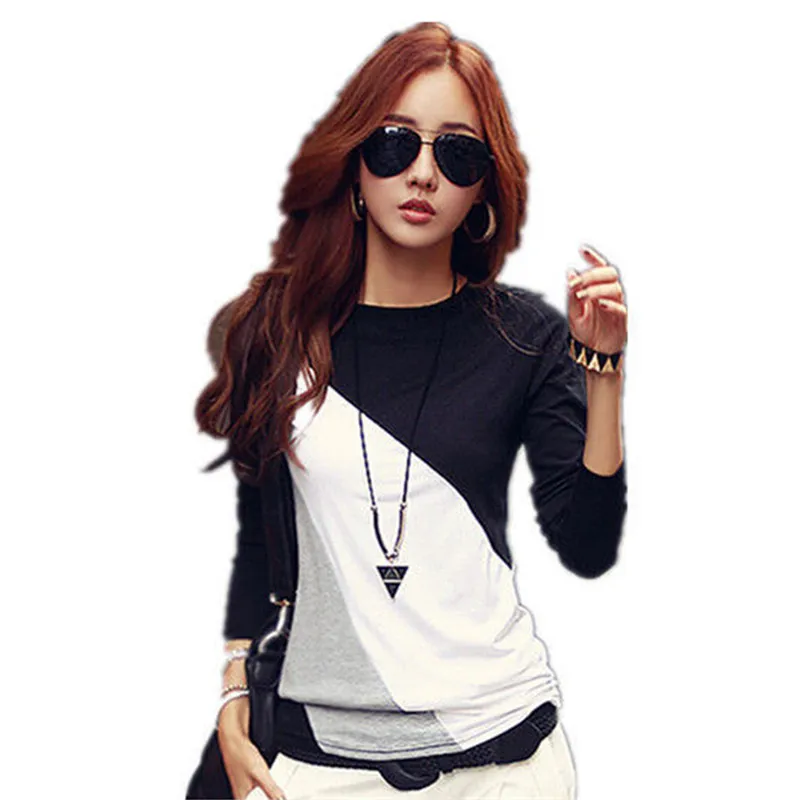 Женская футболка с длинным рукавом, одежда Ropa, футболка Femme Poleras Camisetas Mujer, Черная/коричневая Женская Повседневная футболка