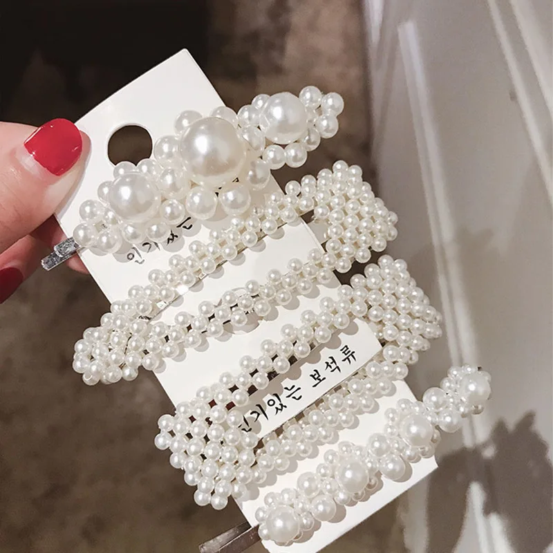 

PKSAQ Lady Headwear Accessories for Women Hairpins Plastic Elastic Barrette Hot Fashion Women Hair Clip Claws Imitation Pearl
