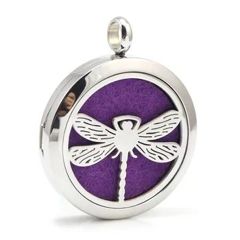 

10pcs/lot 30mm Stainless Steel Dragonfly Aromatherapy Aroma Essential Oil Diffuser Pendant Locket Necklace Pendant