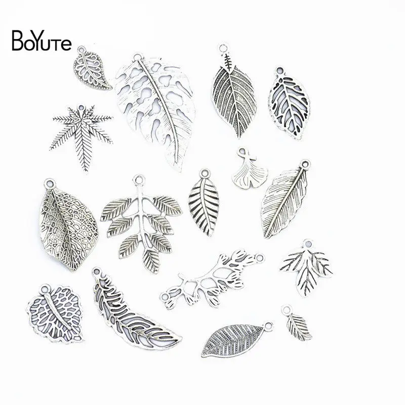 BoYuTe Factory Direct Wholesale Mix 16 Styles Tibetan Silver Leaf Pendant Diy Metal Alloy Jewelry Accessories (1)