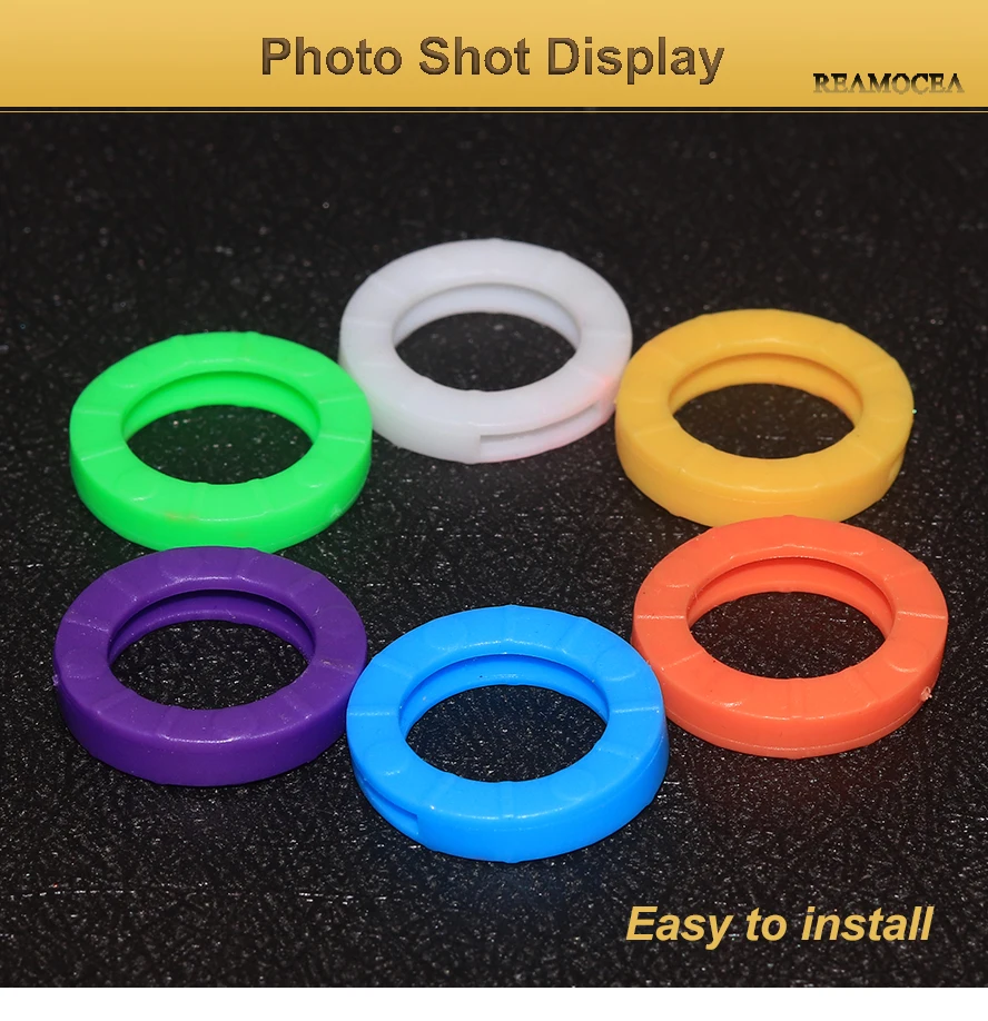 Reamocea 20Pcs Car Motorcycle Bicycle Mixed Color Identification Silicone Key Rings Hollow Caps Covers Keychain Identifier Tags (10)