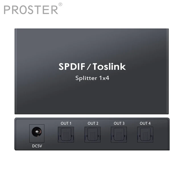 $US $13.57  Proster Digital hdmi splitter 1x4 converter hdmi Audio Splitter Digital SPDIF Toslink Optical Fiber