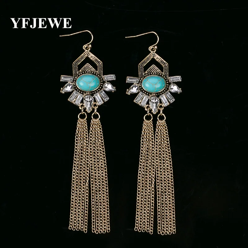 YFJEWE wholesale vintage design crystal earrings fashion women's statement drop Earring for women jewelry pendientes #E332 photo