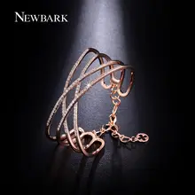 NEWBARK Charm X Shape Cross Wide Bracelets&Bangles Cubic Zirconia Paved Rose Gold Plated Silver Color Fashion Jewelry Bts Gift