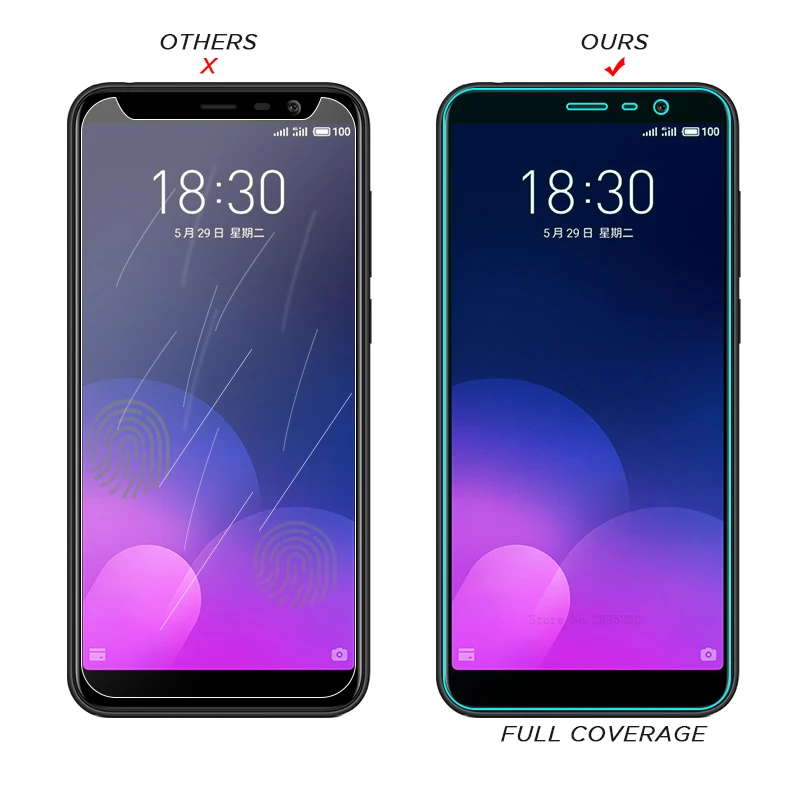 

Screen protector For Meizu 15 Pro 6 7 Plus Note 9 X8 6T V8 S6 M6 M5 Note 16S Toughened Film With White Edge Revising Liquid