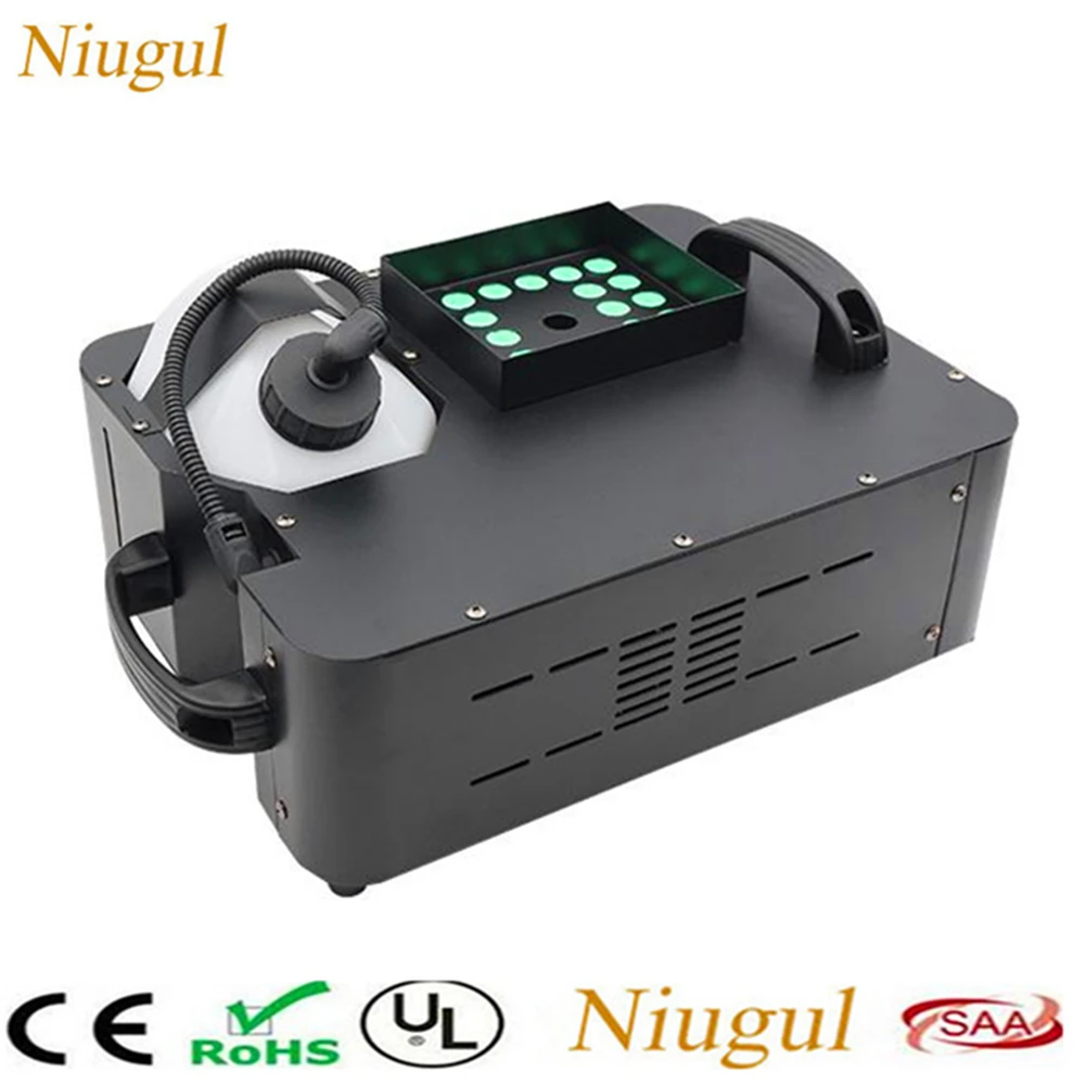 

1500W RGB 3in1 DMX And Wireless Control LED Fog Machine Pyro Vertical Fogger With 24pcs RGB LED Light Colorful LED Smoke Machine