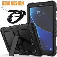 Чехол для samsung Galaxy Tab A 10,1 T580 T585 ударопрочный сверхпрочный силиконовый+ PC чехол с подставкой+ ремешок на плечо+ пленка+ ручка