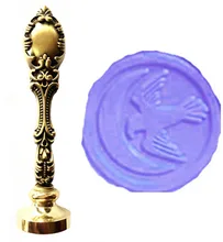 Vintage Eagle Moon Custom Picture Logo Luxury Wax Seal Sealing Stamp Brass Peacock Metal Handle Gift Set