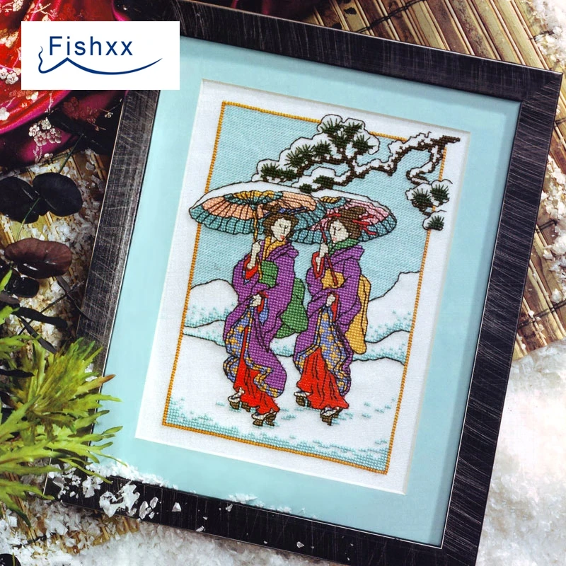 European Magazine Fishxx Cross Stitch Kit Crazy1051 Kyoto Snow Winter