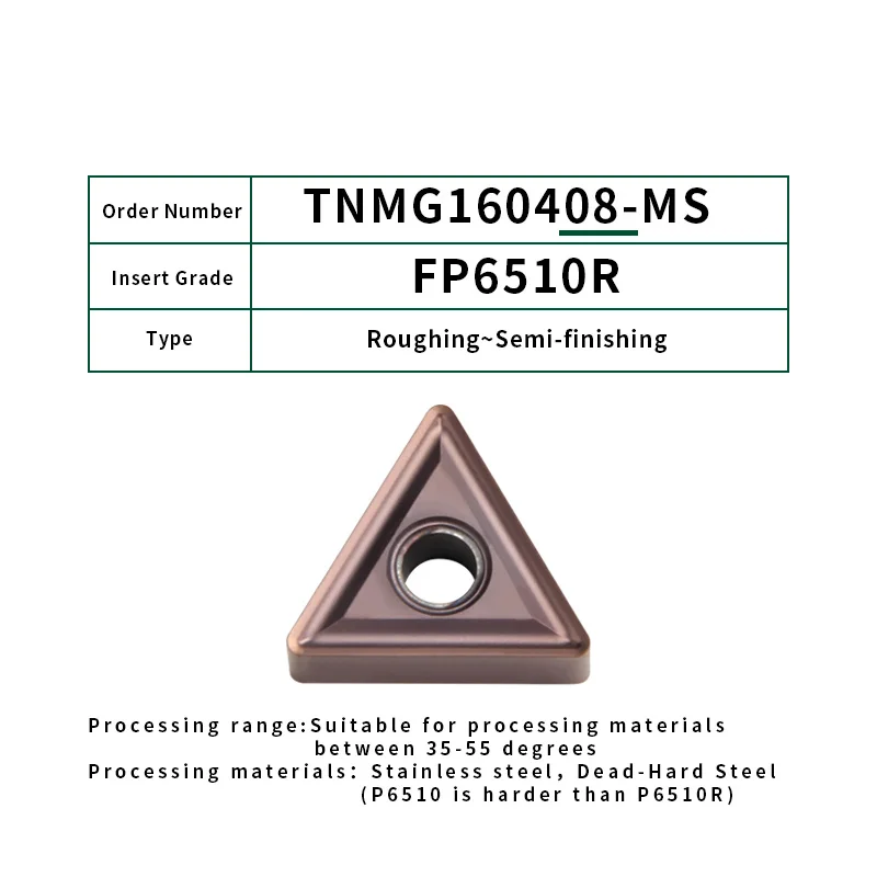 FivePears 10 шт. TNMG160404/TNMG160412/08 внешние токарные инструменты FP6510R токарный станок с ЧПУ резак инструмент