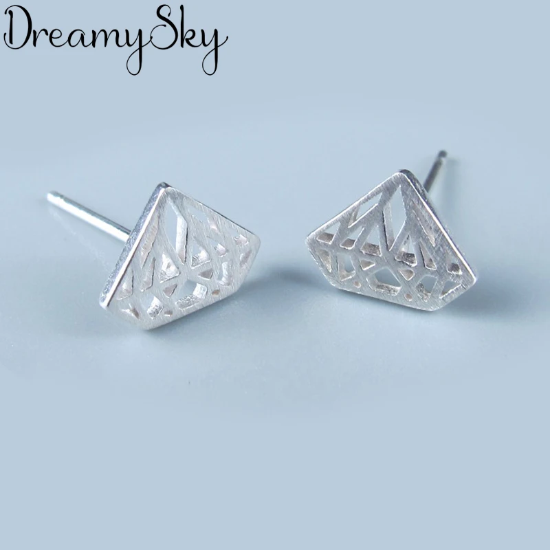 

DreamySky 100% Real 925 Sterling Silver Small Triangle Earring For Women Fashion Statement Jewelry Pendientes joyas de plata 925