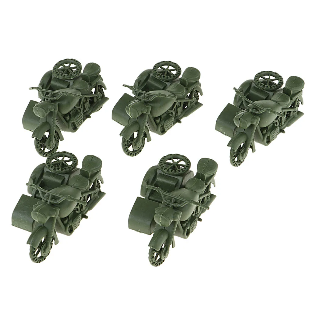 5 Pieces WWII German Armed Force Warfare Motorcycle Model Kit Wargame Tabletop Ornaments