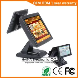 Хайна Touch 15 дюймов с сенсорным экраном Ресторан POS система Двойной экран POS машина с Card Reader