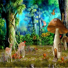 Beibehang Большой заказ обои красивая мечта лес гриб пятнистый олень фон украшения стен