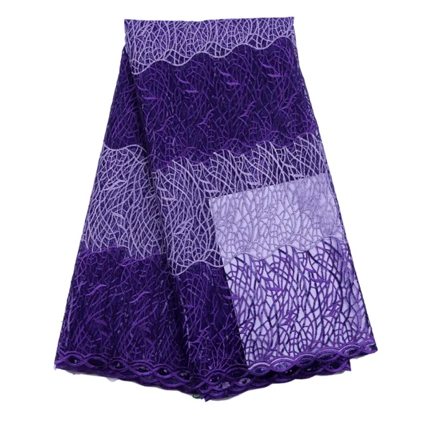 

Latest African Tulle Lace High Quality Ribbon cord Lace For nigerian Wedding Dress.Purple color Organza Lace fabric decor