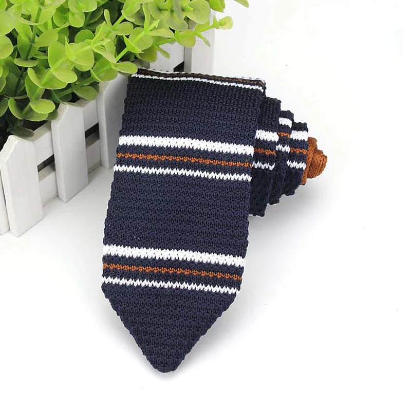 YISHLINE мужской вязаный галстук облегающий вязаный узкий галстук тонкий винтажный Полосатый Классический Вязаный Галстук 7 см вечерние аксессуары