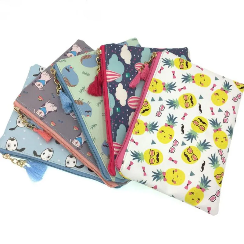 

M109 Cartoon Women Cloth Bag Creative Dog Cat Balloon Pineapple Handbag Zipper Tassels Bag Student Girl Women Gift Wholesale