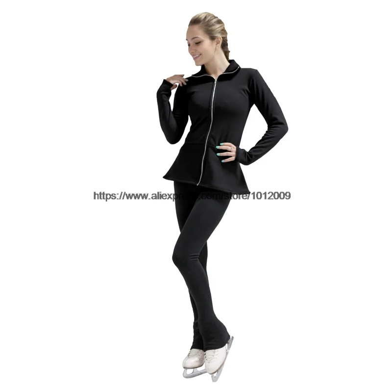 Индивидуальные костюмы для фигурного катания куртка и брюки длинные брюки для девочек женские тренировочные Patinaje Катание на коньках теплая гимнастика 3
