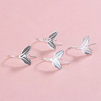 

2pcs Sterling Silver 925 Leaf Earring Clasp for Diy Jewelry Making Silver Earwire Hook Findings Women Retro Earring Accessories
