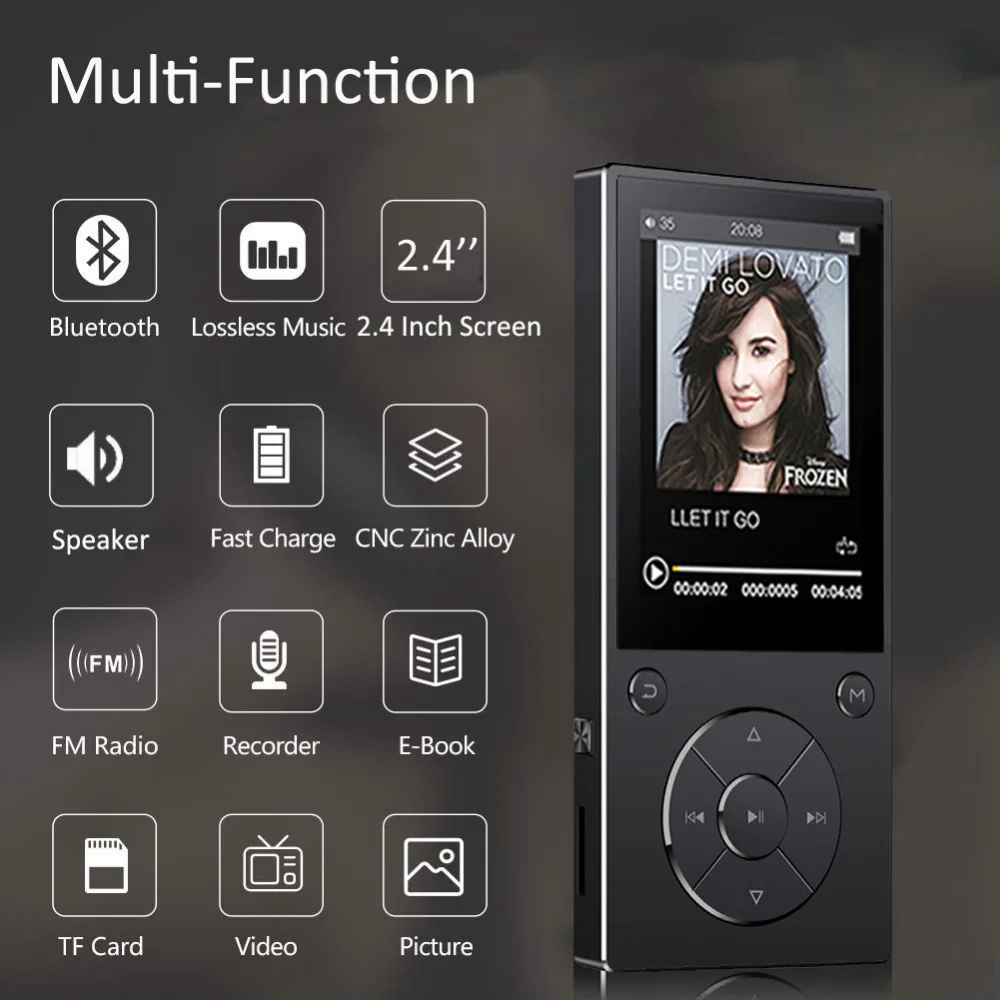MP3 Player with Bluetooth4.2 Speaker 2.4Inch Screen metal hifi music player with fm radio eBook hifi walkman support usbmini SD