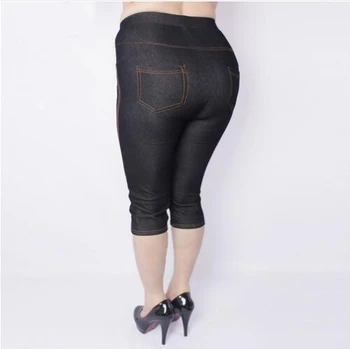 

New Arrival Summer Style High Quality Women Mid-Calf leggings Super elastic Denim soft breathable 5XL Plus size women's pants