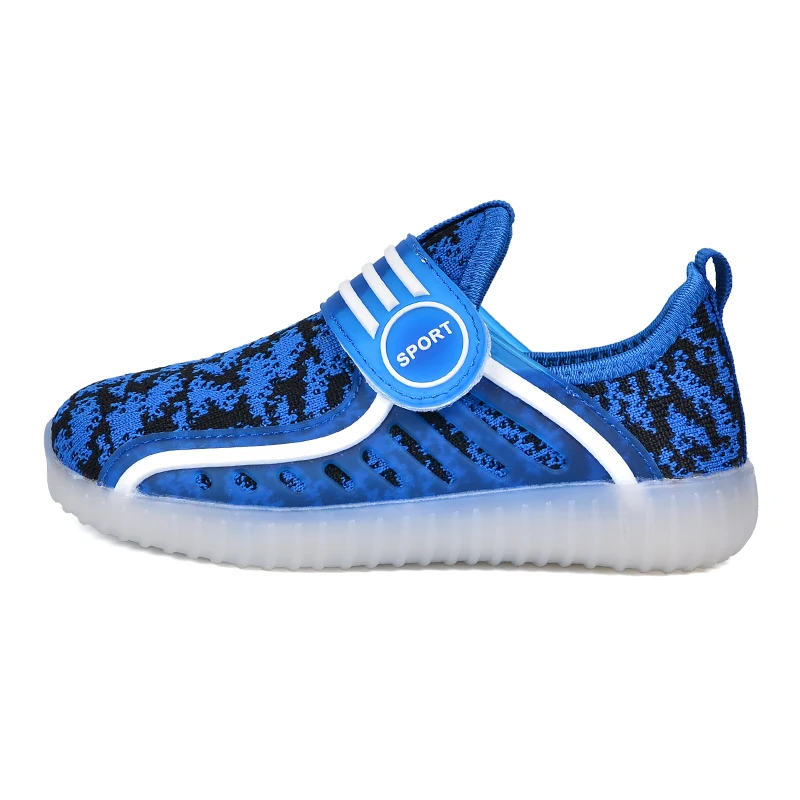 

Slip-On Breathable Mesh Low Top Led Light Up Sneakers Little Kids/Big Kids Flashing Board USB Rechargeable Shoes 26-37