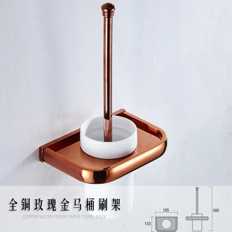 AUSWIND American Solid Brass Rose Gold Polished Toilet Brush Holder Ceramic Toilet Cup Wall Mount Bathroom Accessories M8506 AUSWIND American Solid Brass Rose Gold Polished Toilet Brush Holder Ceramic Toilet Cup Wall Mount Bathroom Accessories M8506