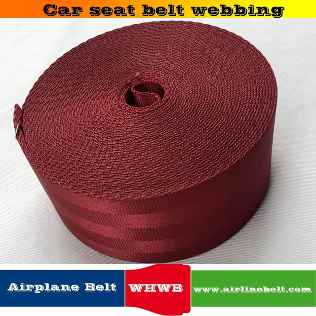 34 meter ROLL 48mm wide seat belt safety belt WEBBING red(24 colors available) for two carin