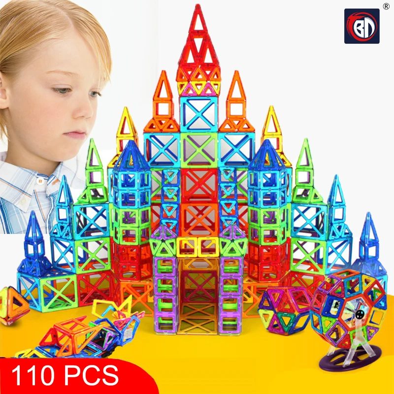 

Mini 110pcs Magnetic Designer Construction Set Model & Building Blocks Toy Plastic Magnetic Blocks Educational Toys For Children