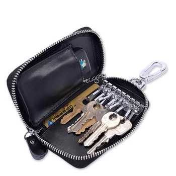 

Fashion Women / Men Card Holder, Car Key Wallet, Genuine Leather, Solid Pure Color, Big Capacity with Waist Buckle