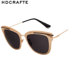 HDCRAFTER Moda gafas de Sol de Mujer de Marca Diseño Ojos de Gato Desgaste Gafas de Metal Templos gafas de Sol Gafas De Sol Feminino