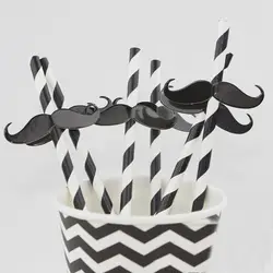 25 шт. черный, белый цвет полосатый спираль дизайн бумага соломинки Свадебные Декоративные Усы питьевой соломы дети день рождения