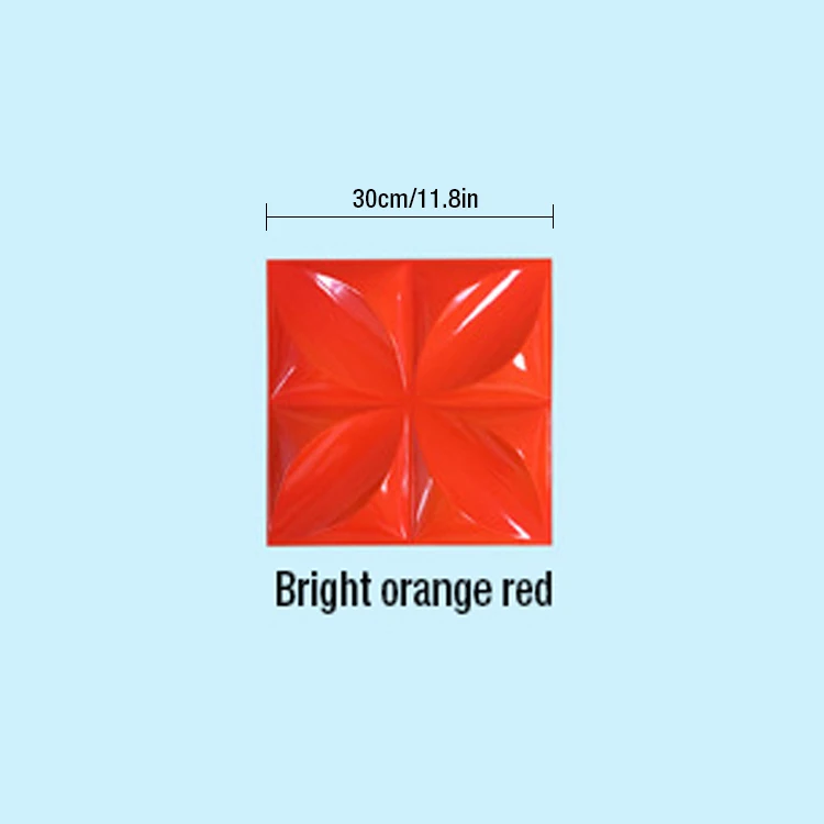 30x30 см 3D Художественная настенная панель волнистая Роза резьба по дереву цветок 3D настенная кривая рельефная 3D перламутровая красочная Свадебная декорация обои - Цвет: Bright orange red
