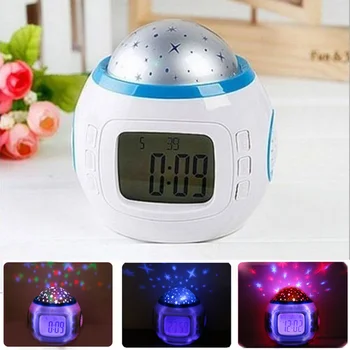 

Sky Star Children Baby Room Night Light Projector Lamp Bedroom Music Alarm Clock Color Change Multi-function Glowing Alarm Clock