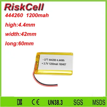 

Free shipping 3.7V 1200mah 444260 Lithium Polymer Li-Po Rechargeable Battery For Mp3 MP4 MP5 GPS PSP mobile Pocket PC e-books