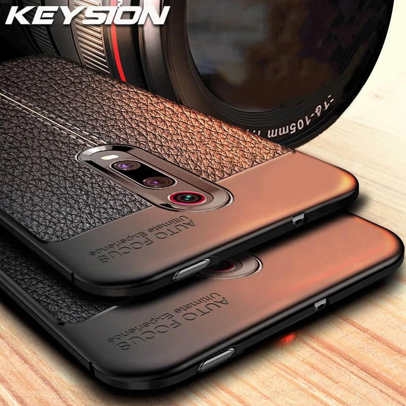 KEYSION Shockproof Case for Xiaomi Mi 9T Pro 9 SE K20 Soft TPU Ltchi Pattern Back Cover Redmi Note 7s Y3 |