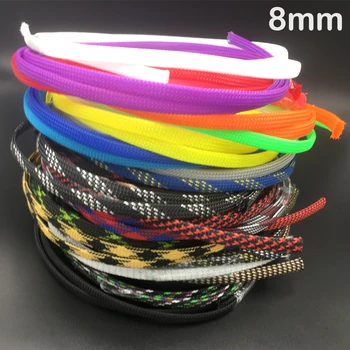 

8mm Black Red White Silver High Density Mesh Guard RC Car Expandable Nylon Snakeskin Braid PET Protect Sheath Wire Cable Sleeve